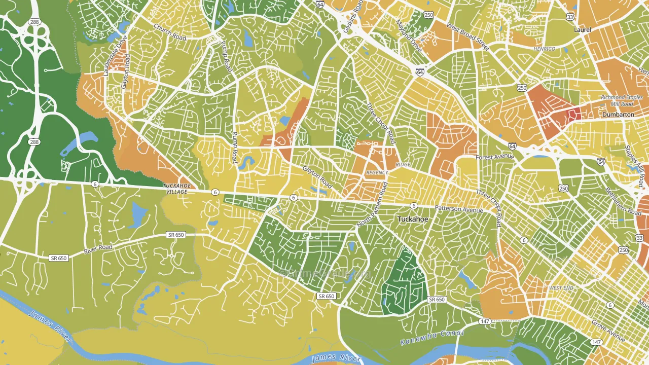 Tuckahoe, VA Map of Murder Rates