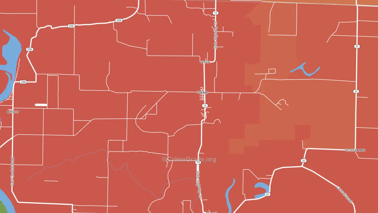 Tucker, AR Map of Murder Rates