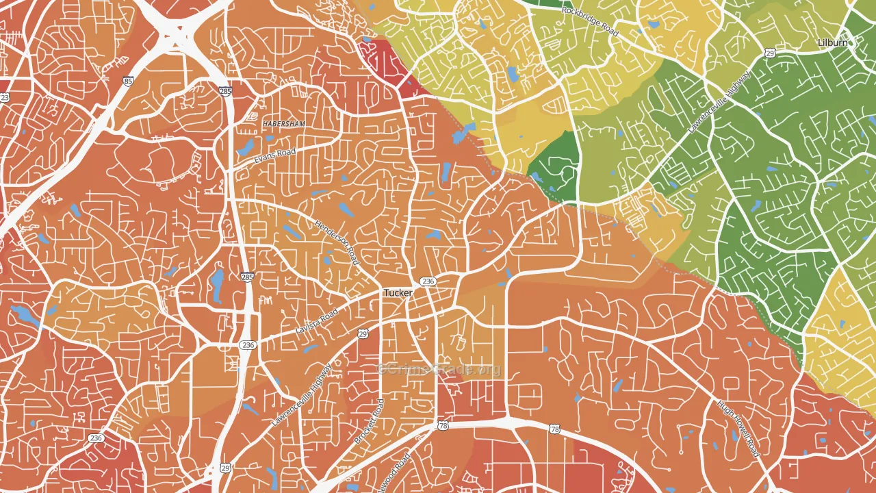 Tucker, GA Map of Murder Rates