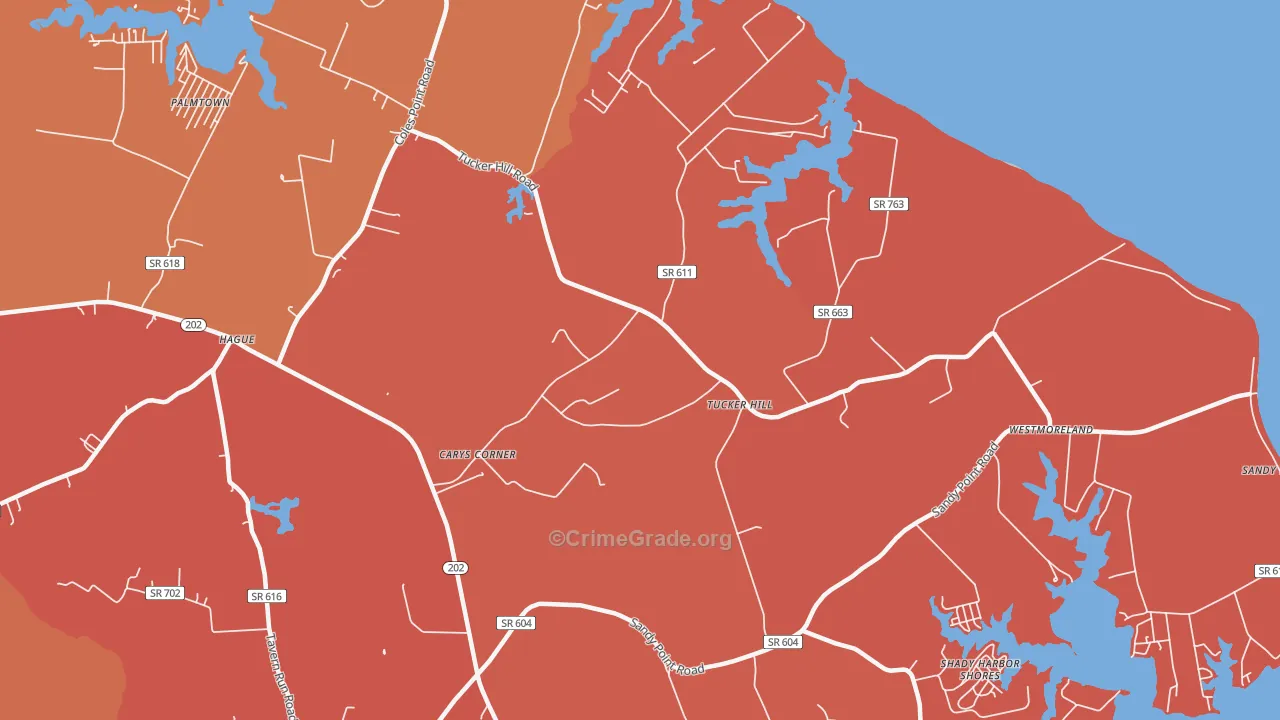 Tucker Hill, VA Map of Murder Rates