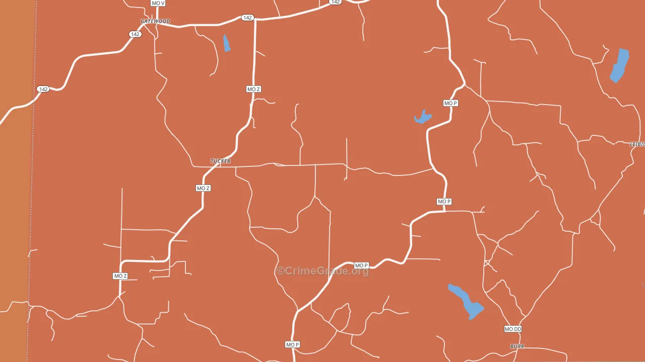Tucker, MO Map of Murder Rates