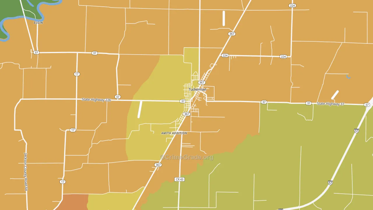 Tuckerman, AR Map of Murder Rates
