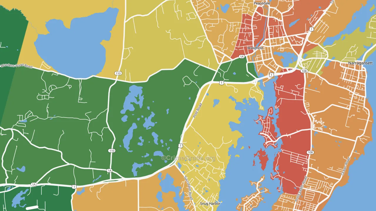Tuckertown, RI Map of Murder Rates
