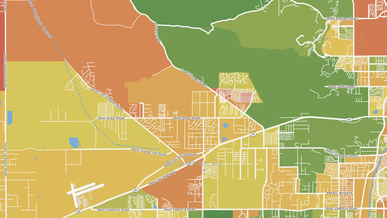 Tucson Estates, AZ Map of Murder Rates