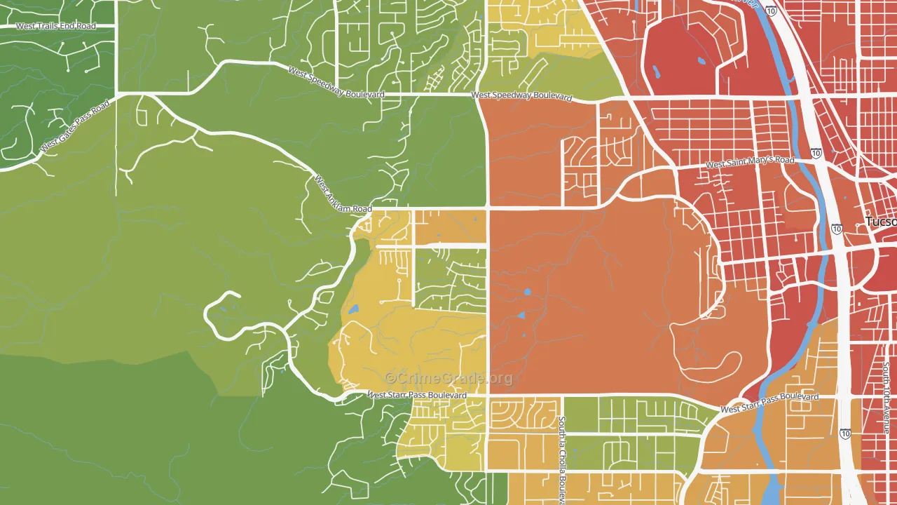 Tucson Park West, Tucson, AZ Map of Murder Rates