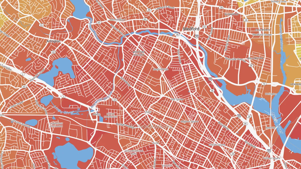Tufts, Somerville, MA Map of Murder Rates