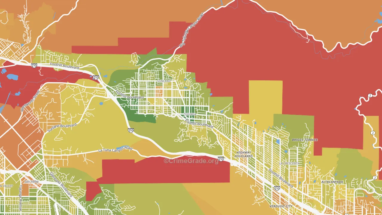 Tujunga, CA Map of Murder Rates