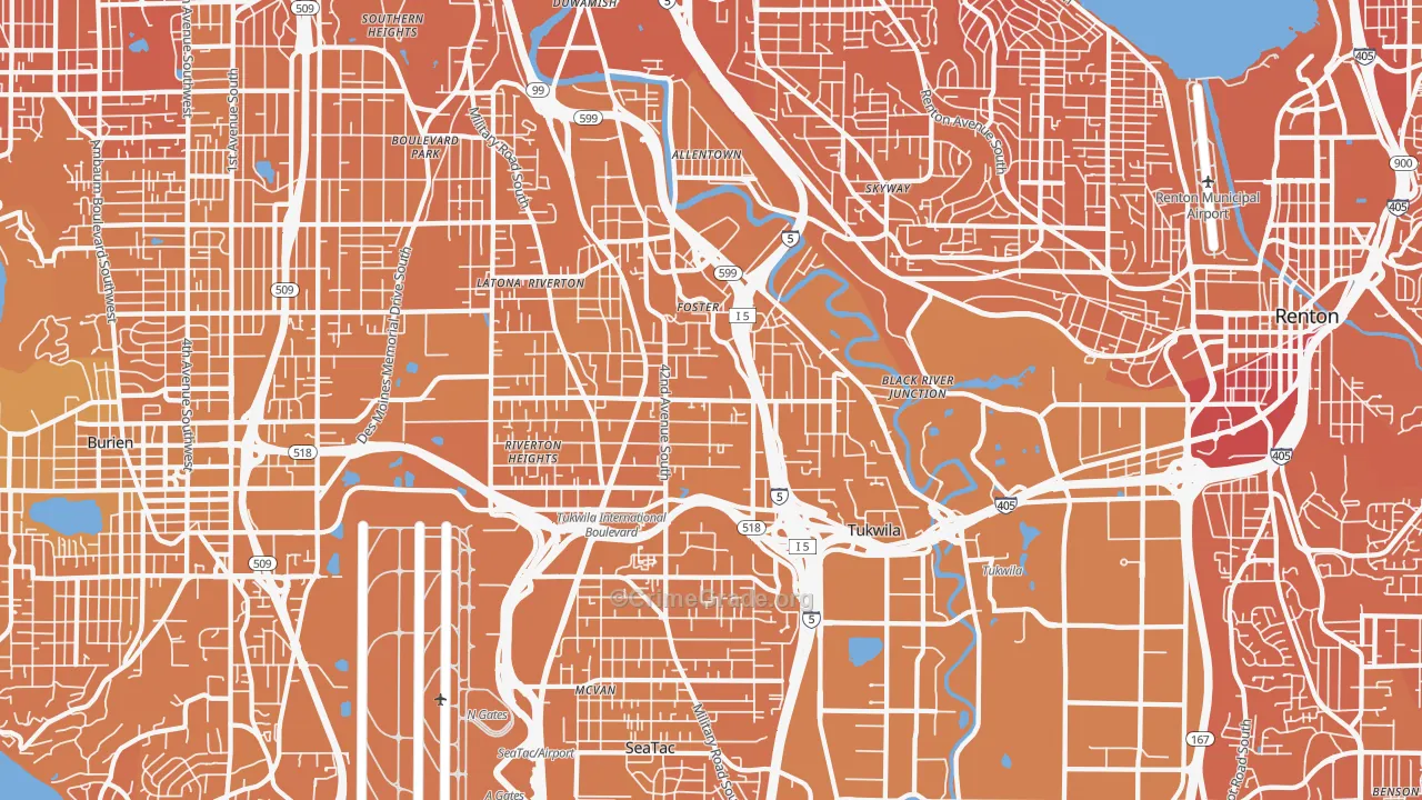 Tukwila, WA Map of Murder Rates