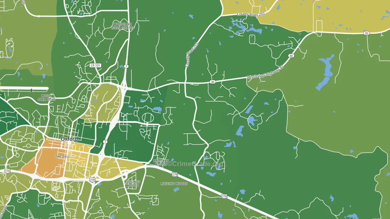 Tula, MS Map of Murder Rates