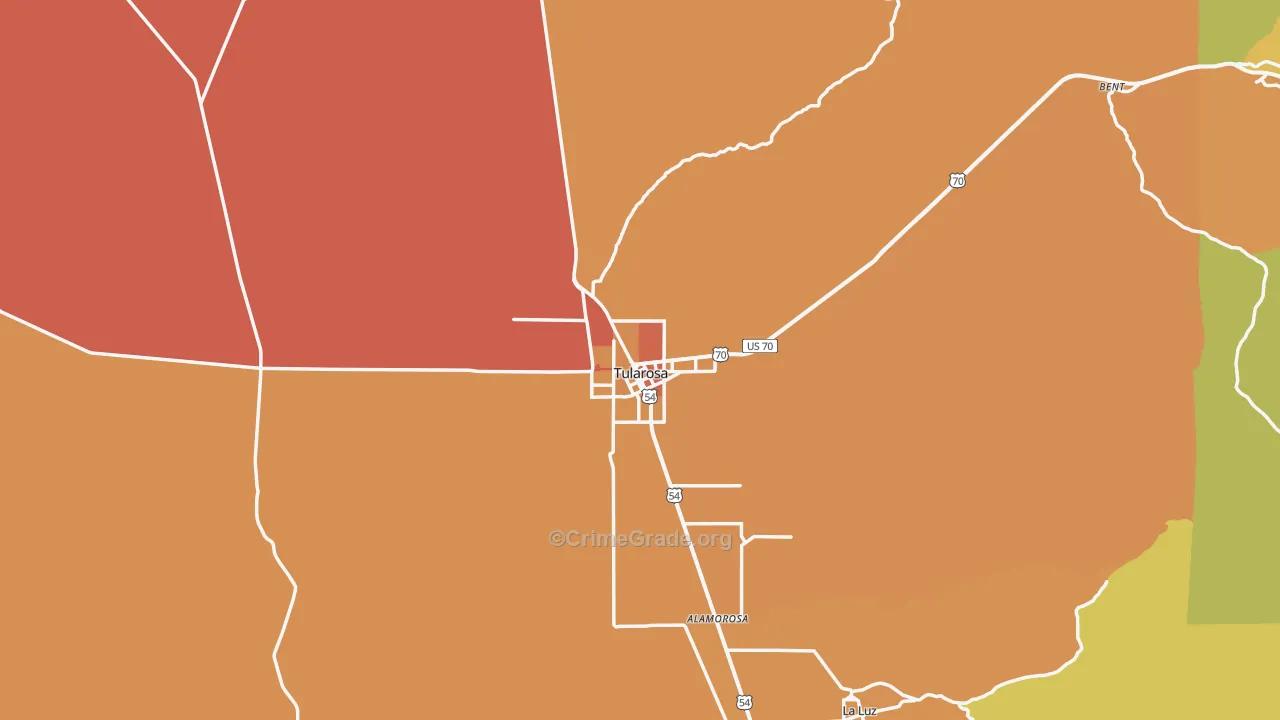 Tularosa, NM Map of Murder Rates