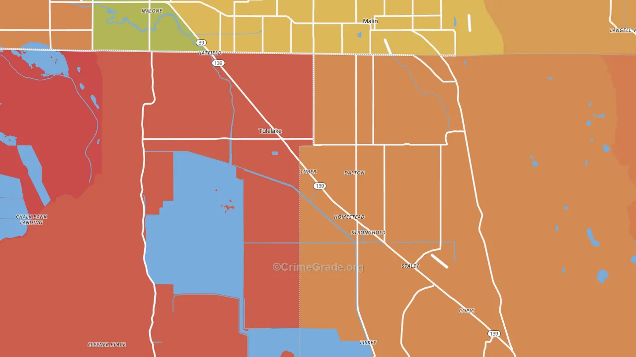 Tulelake, CA Map of Murder Rates