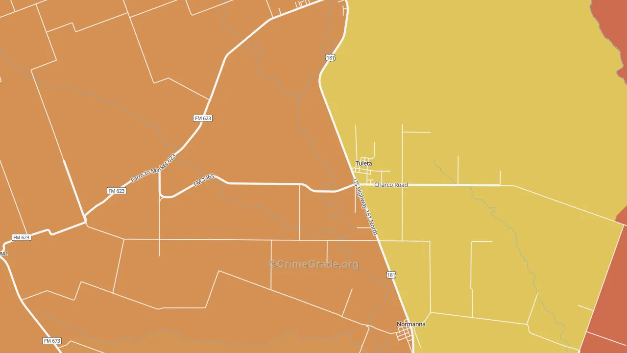 Tuleta, TX Map of Murder Rates
