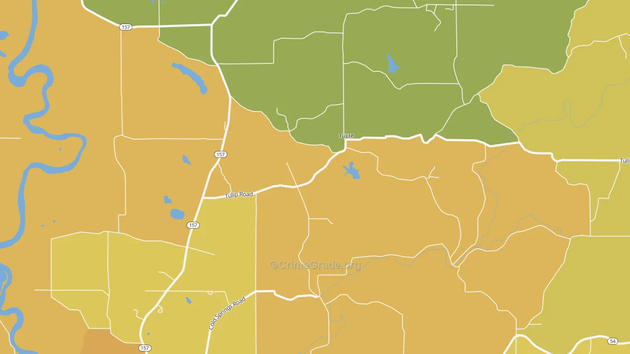 Tulip, IN Map of Murder Rates