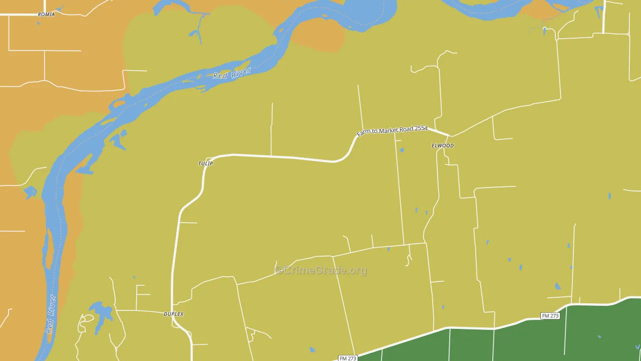 Tulip, TX Map of Murder Rates