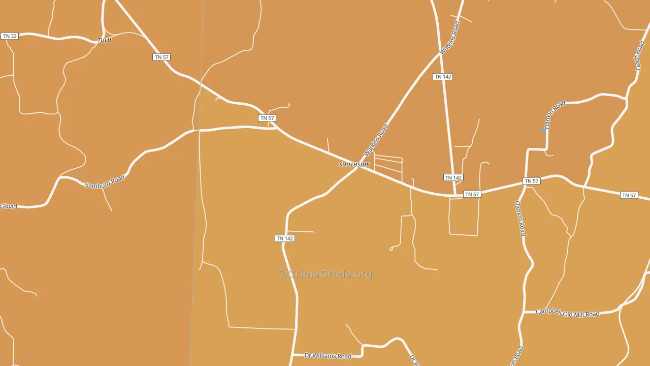 Tulu, TN Map of Murder Rates