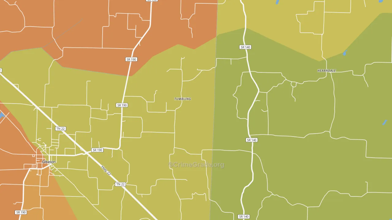 Tumbling, TN Map of Murder Rates