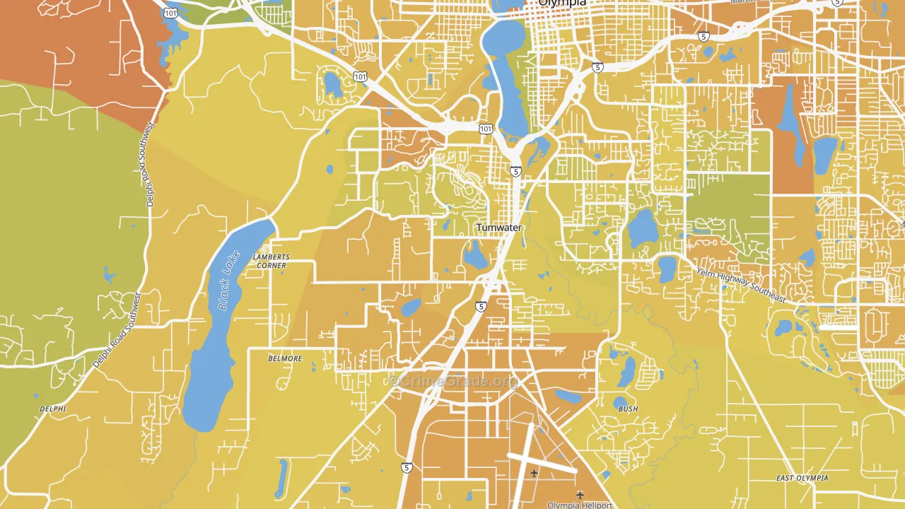 Tumwater, WA Map of Murder Rates