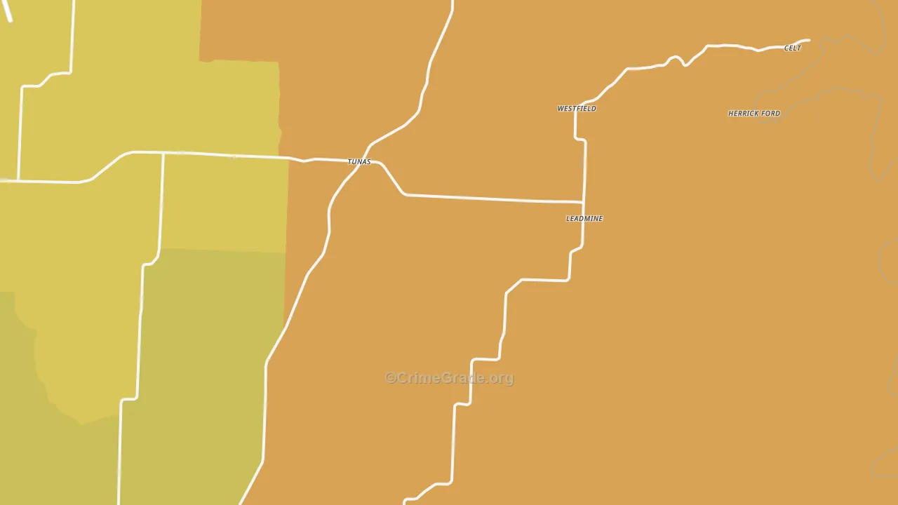 Tunas, MO Map of Murder Rates