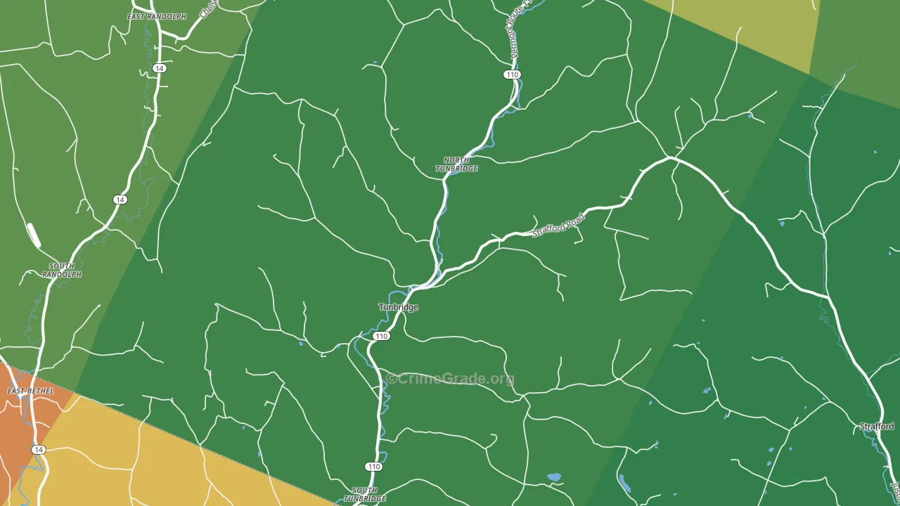 Tunbridge, VT Map of Murder Rates