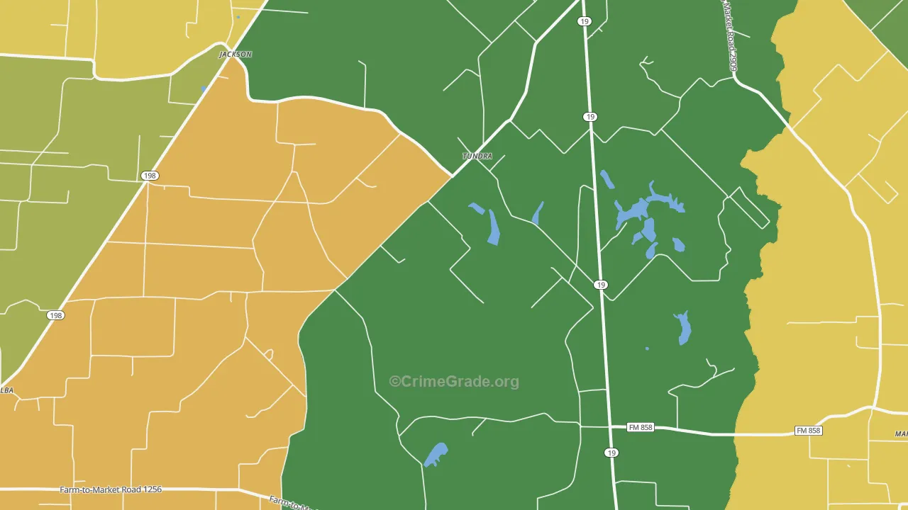 Tundra, TX Map of Murder Rates