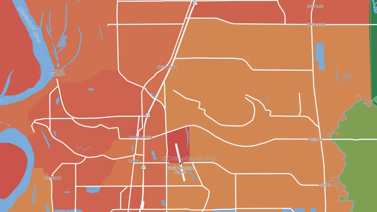 Tunica County, MS Map of Murder Rates