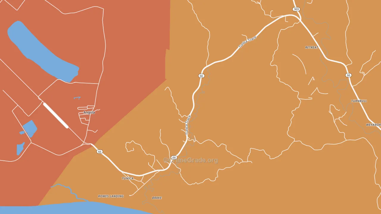 Tunica, LA Map of Murder Rates