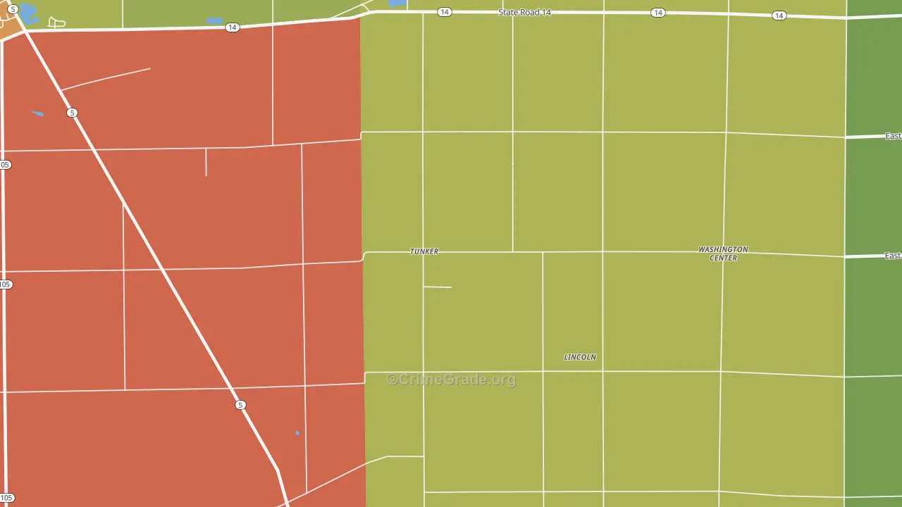 Tunker, IN Map of Murder Rates