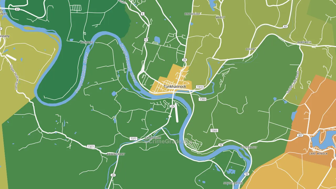 Tunkhannock, PA Map of Murder Rates