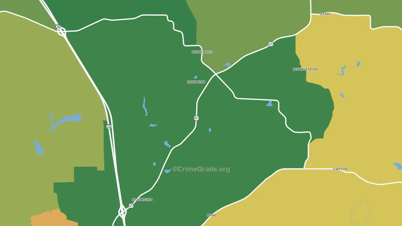 Tunnel Hill, IL Map of Murder Rates