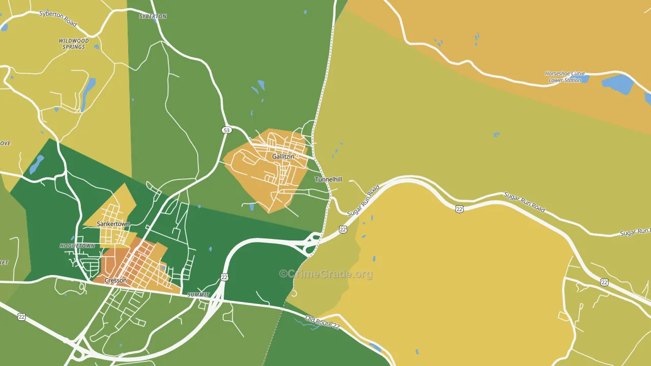 Tunnelhill, PA Map of Murder Rates