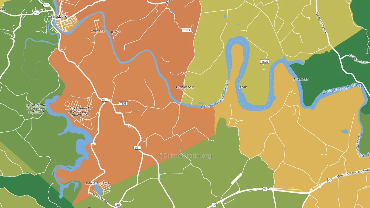 Tunnelton, PA Map of Murder Rates