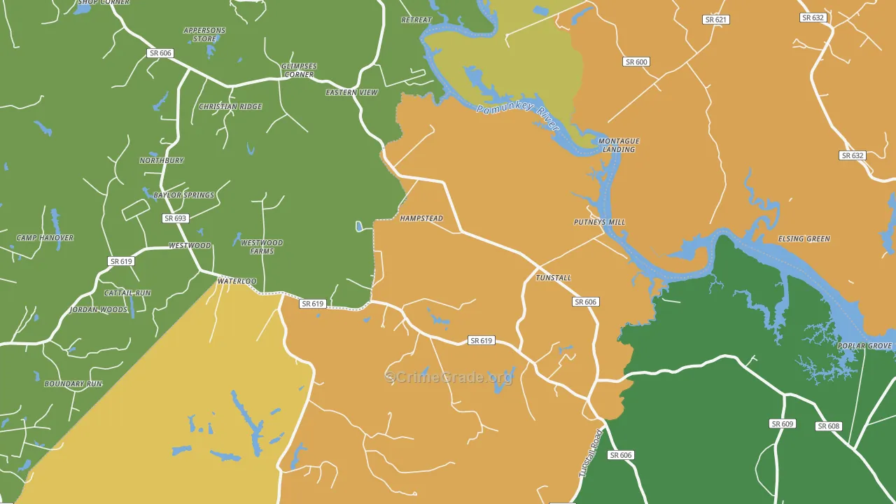 Tunstall, VA Map of Murder Rates