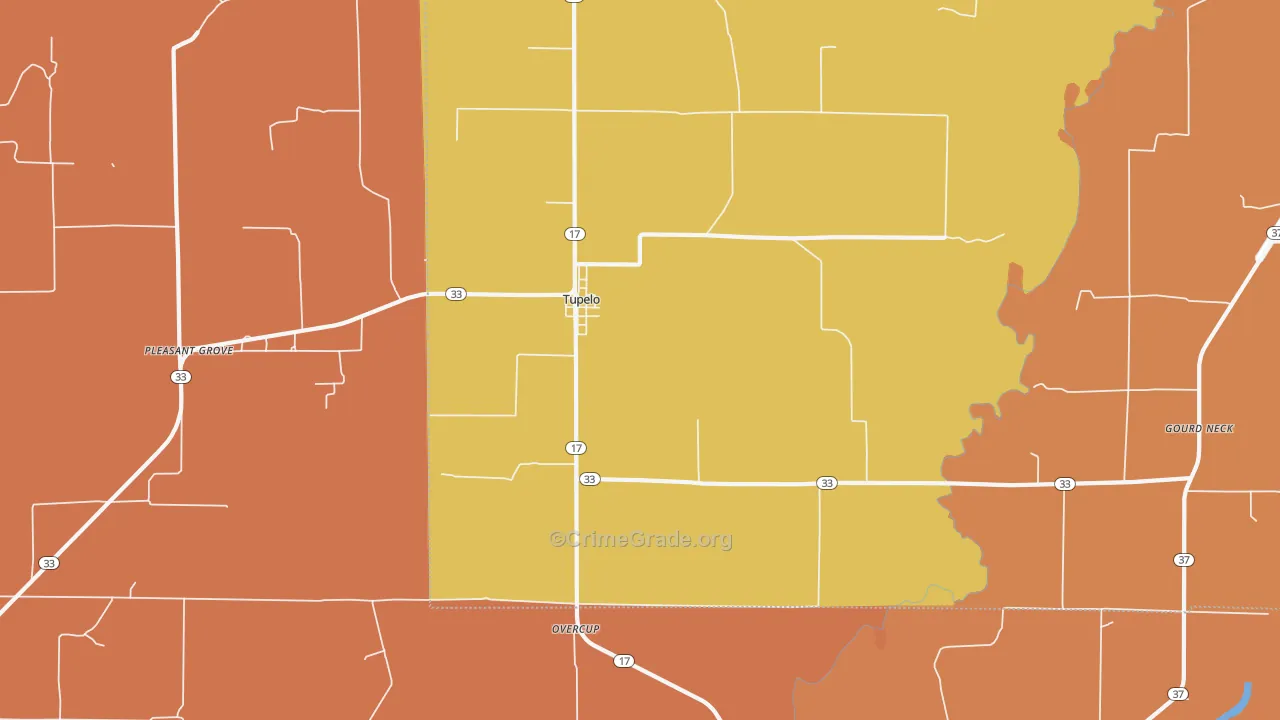 Tupelo, AR Map of Murder Rates