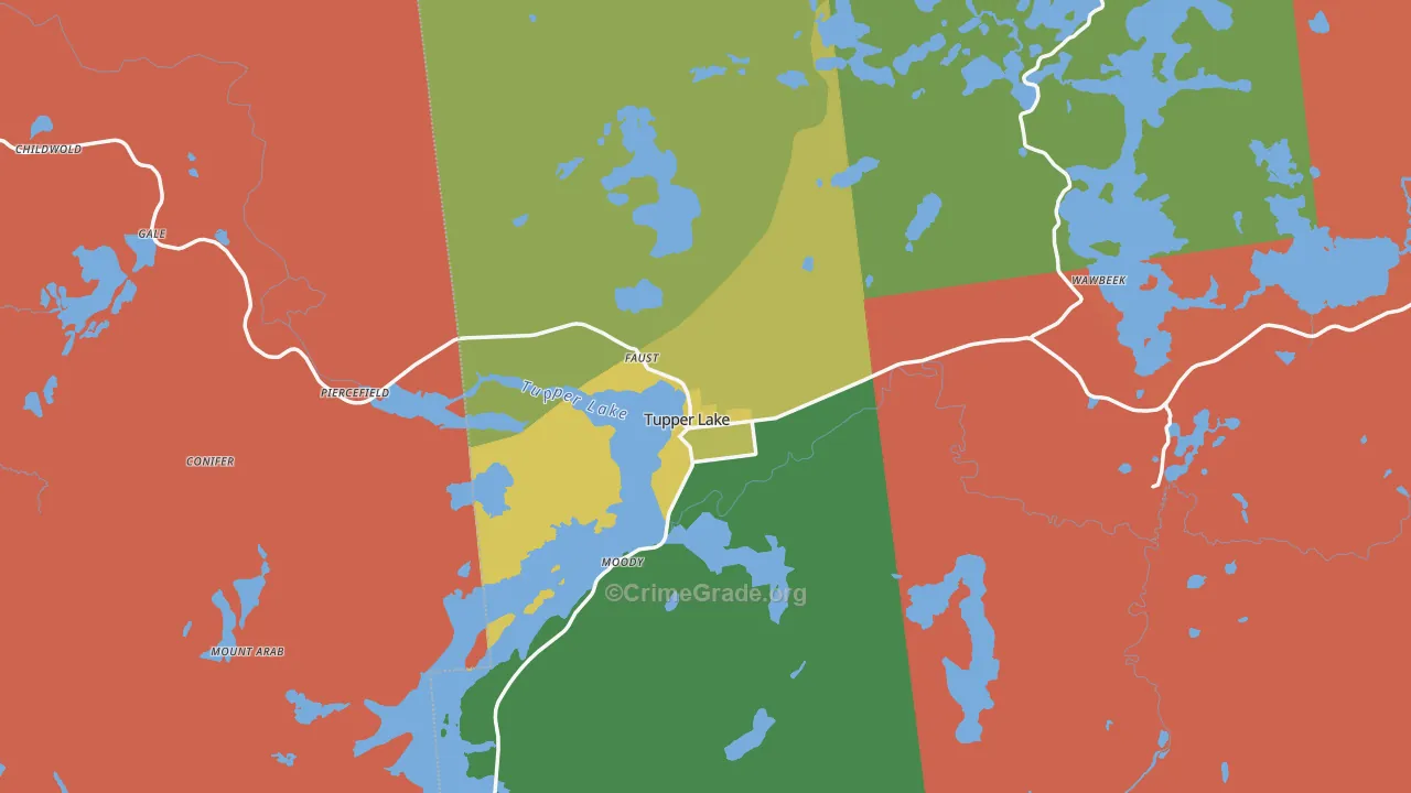 Tupper Lake, NY Map of Murder Rates