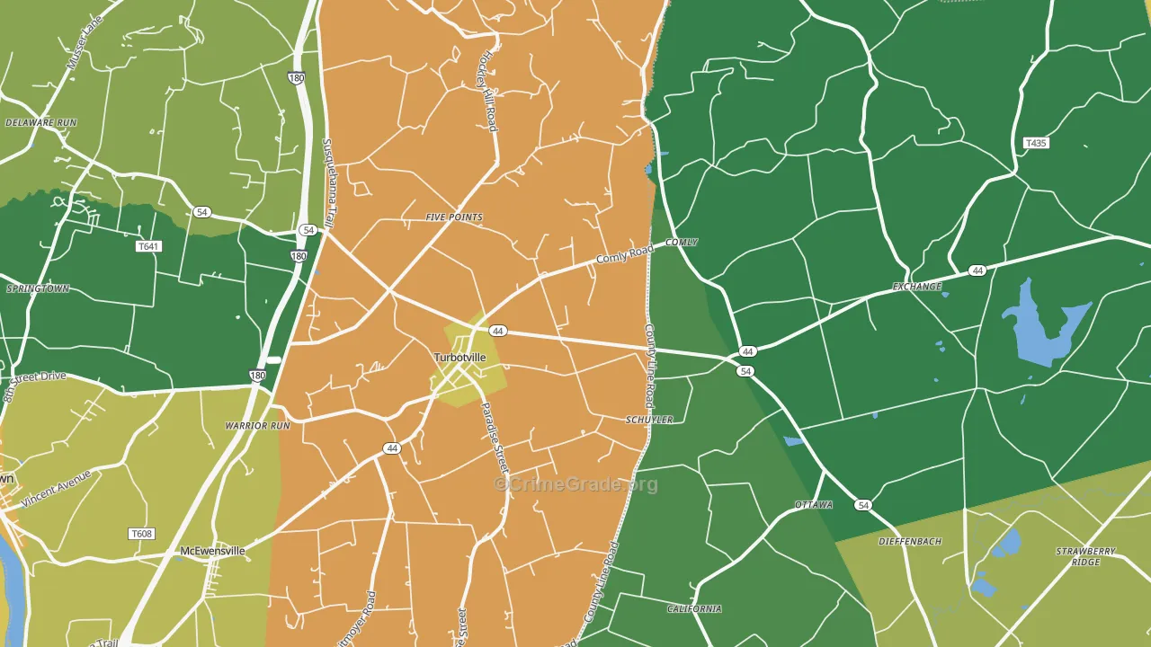 Turbotville, PA Map of Murder Rates