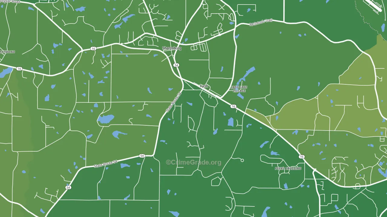 Turin, GA Map of Murder Rates