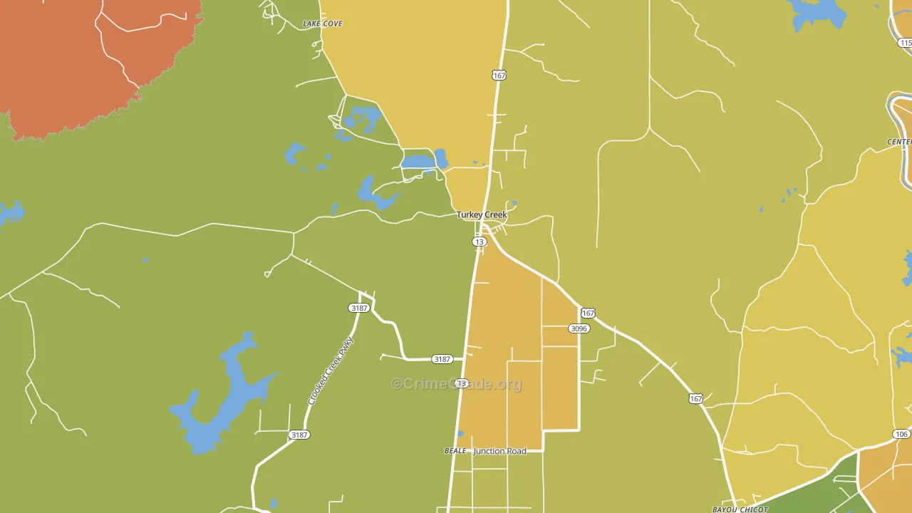 Turkey Creek, LA Map of Murder Rates