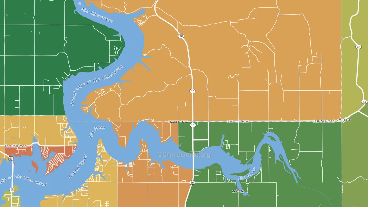 Turkey Ford, OK Map of Murder Rates