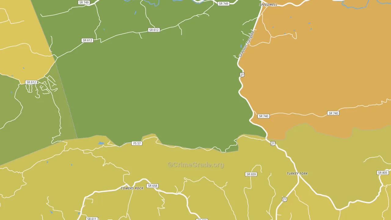Turkey Fork, VA Map of Murder Rates