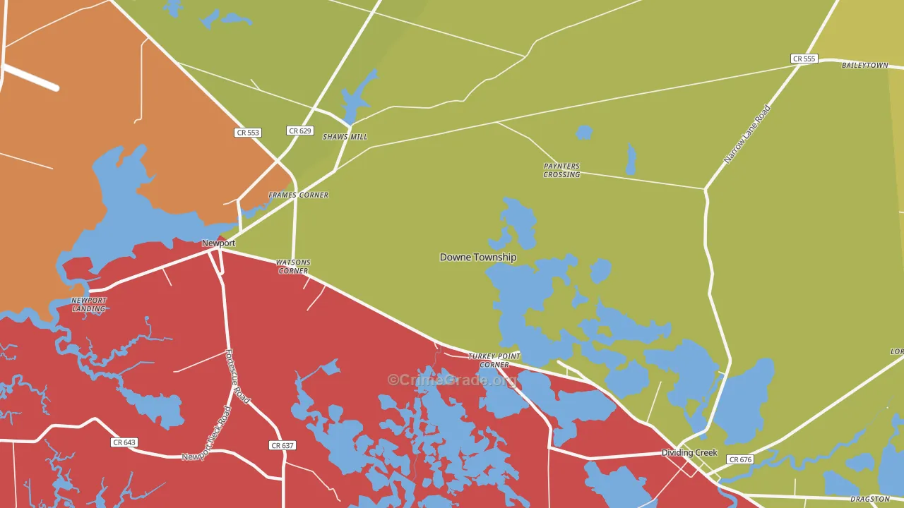 Turkey Point Corner, NJ Map of Murder Rates