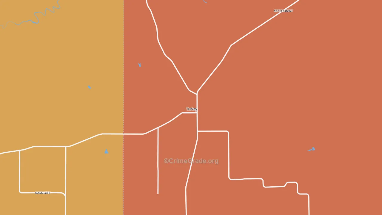 Turkey, TX Map of Murder Rates
