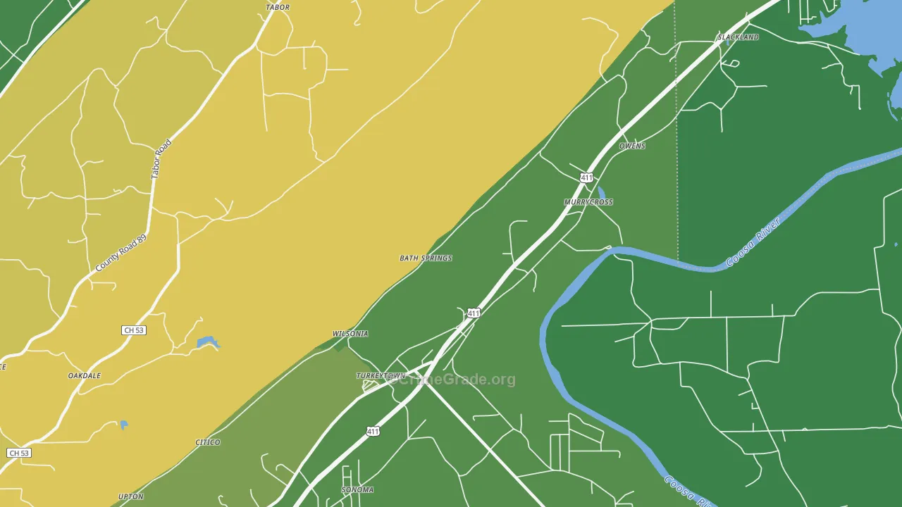 Turkeytown, AL Map of Murder Rates