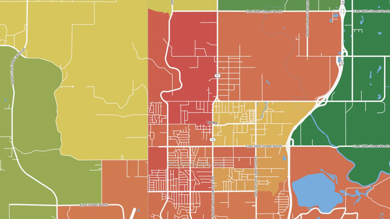 Turley, OK Map of Murder Rates