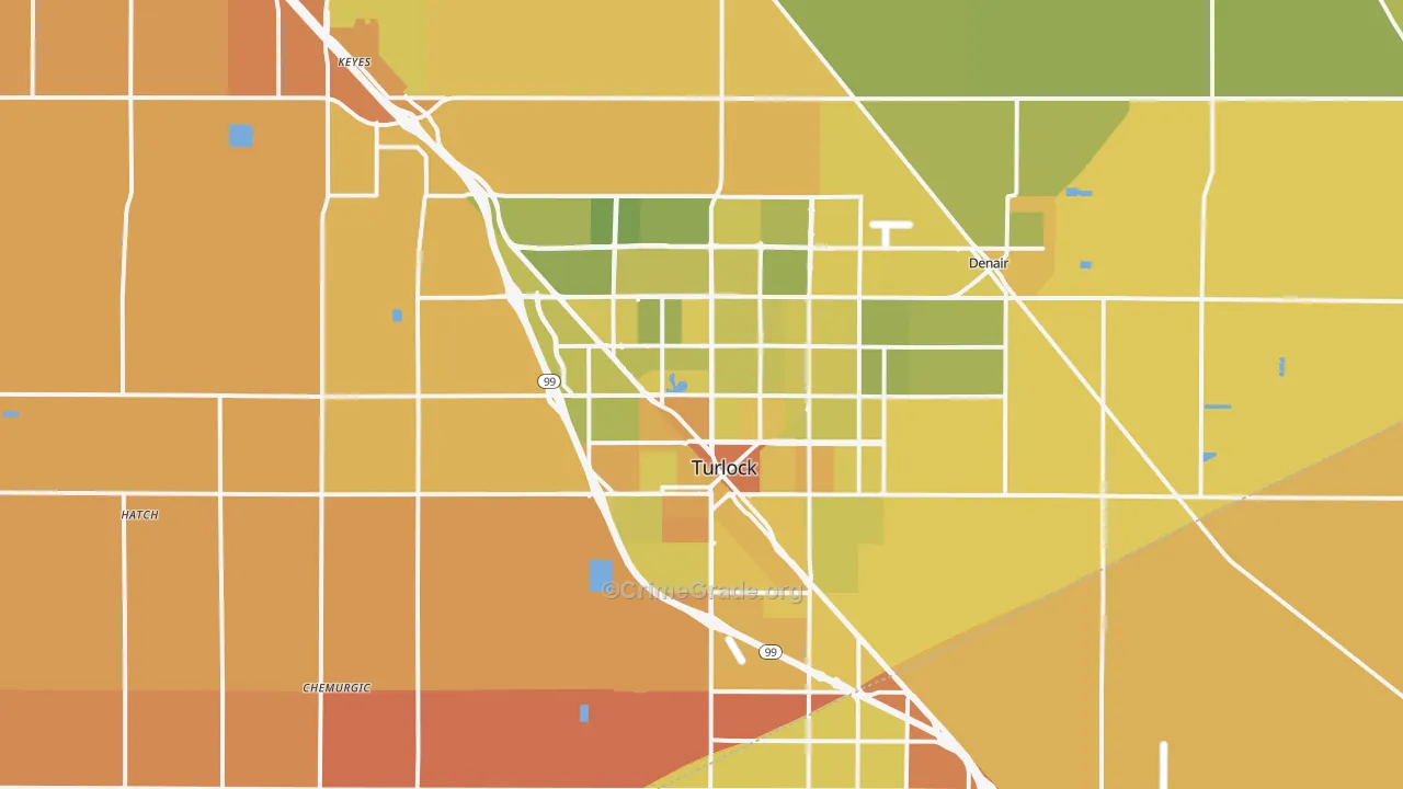 Turlock, CA Map of Murder Rates