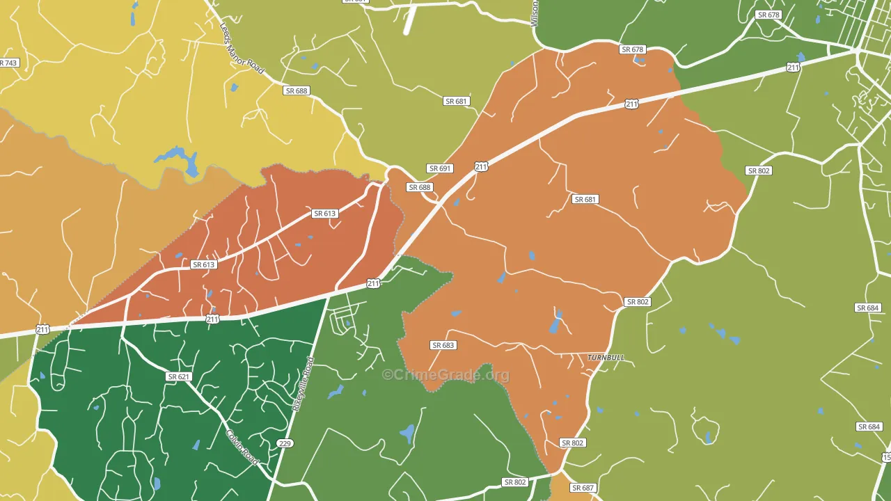 Turnbull, VA Map of Murder Rates