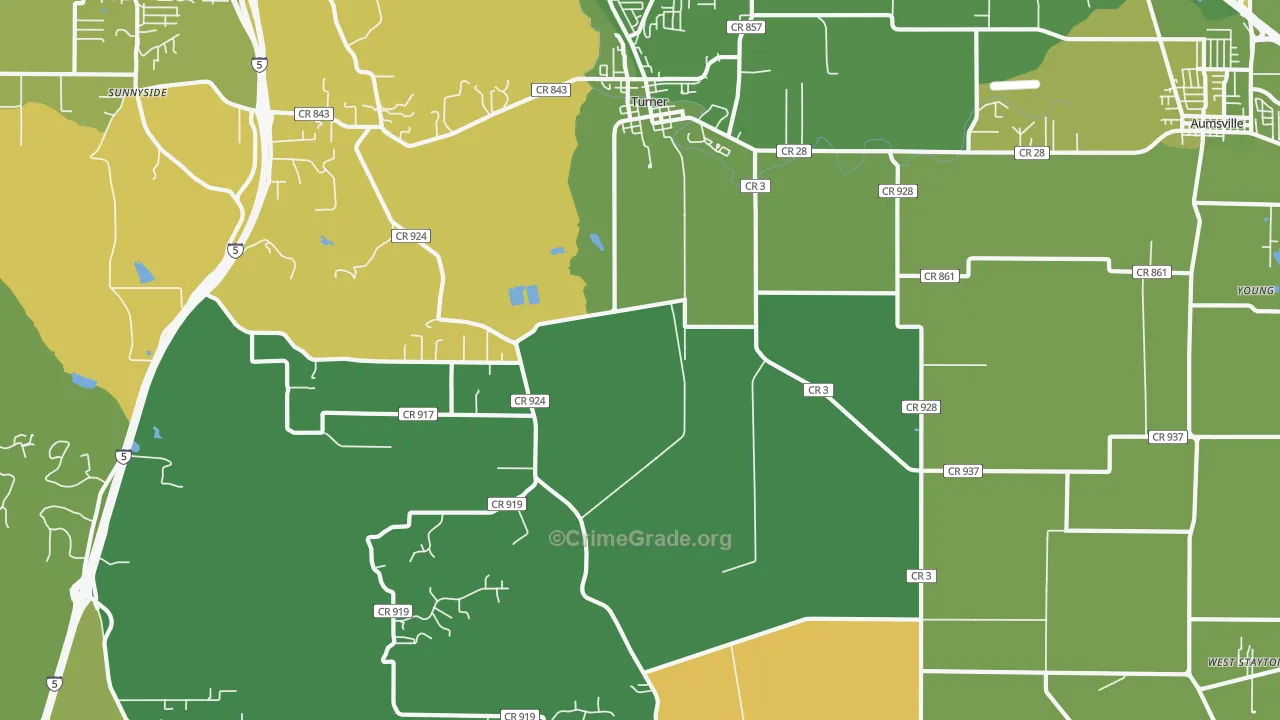 Turner, OR Map of Murder Rates