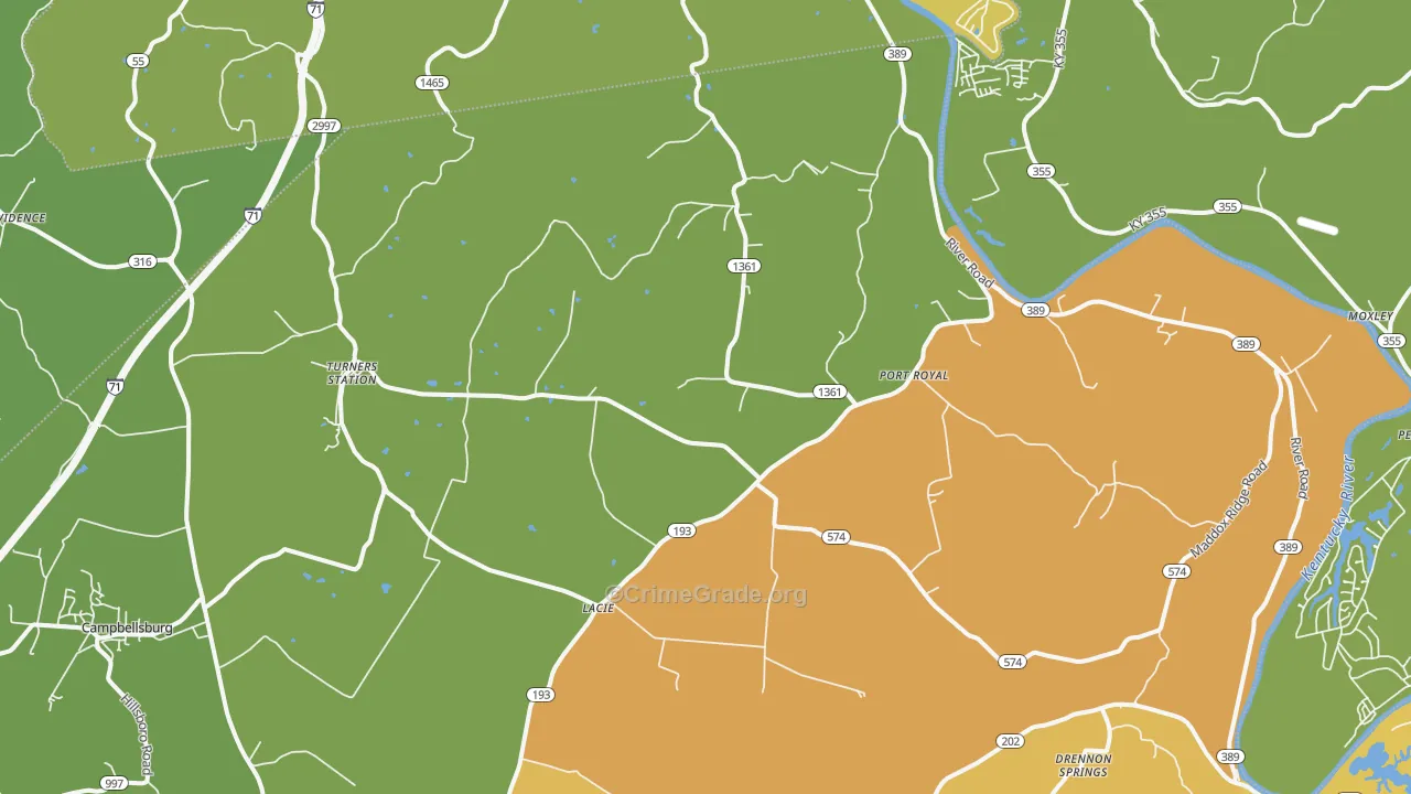 Turners Station, KY Map of Murder Rates