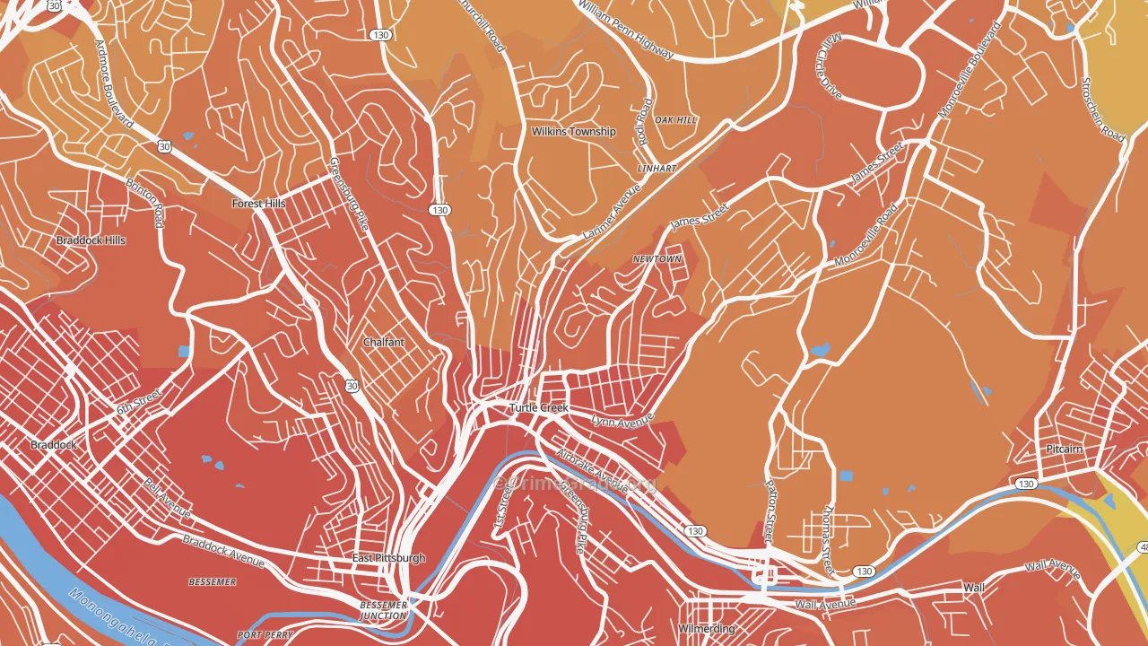 Turtle Creek, PA Map of Murder Rates