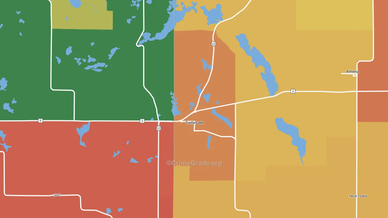 Turtle Lake, WI Map of Murder Rates