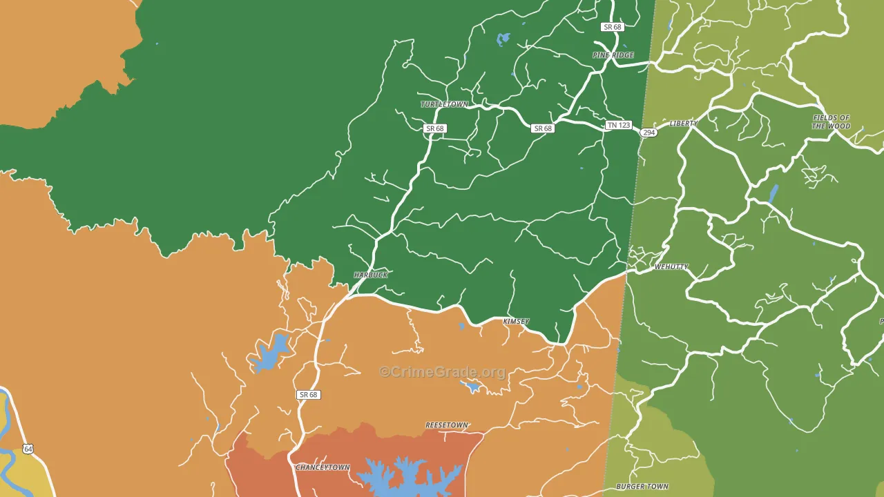 Turtletown, TN Map of Murder Rates